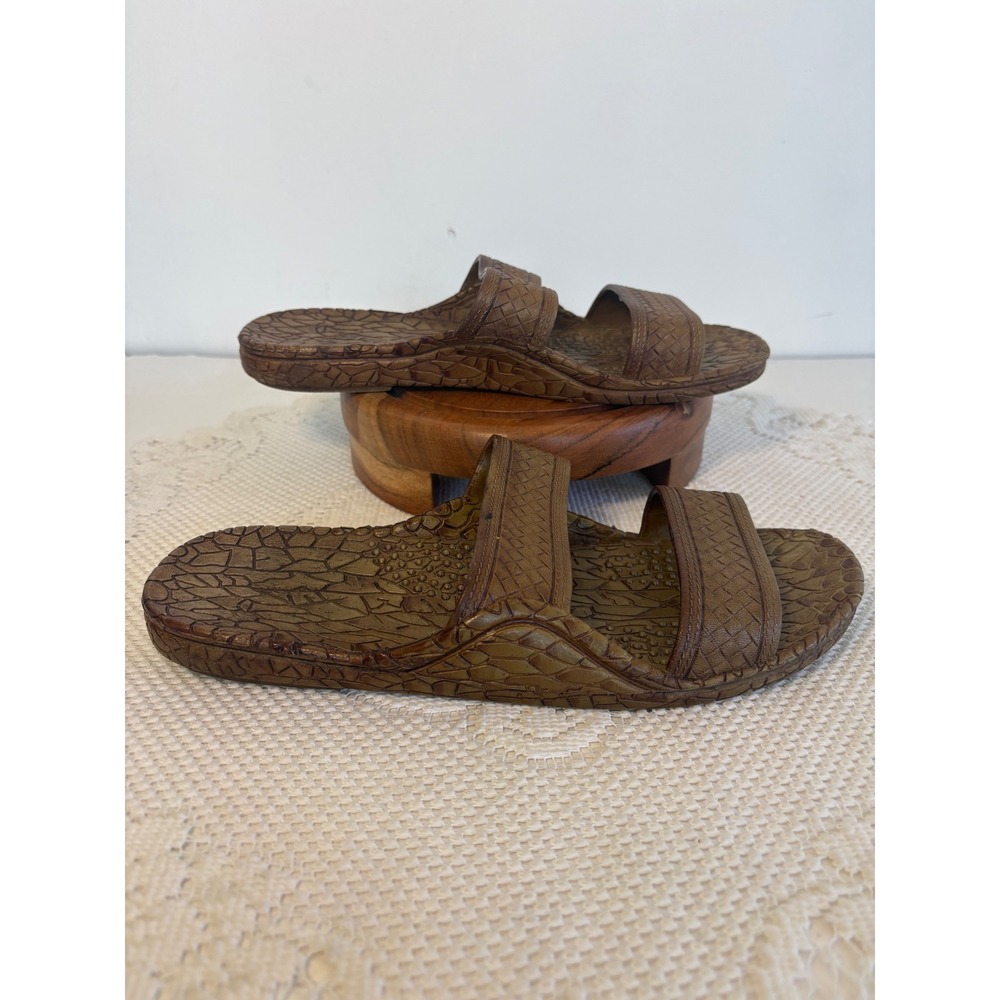 Pali Hawaii Classic Sandals Brown Double Strap Jesus Slides Women 8 kawaii